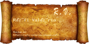 Réfi Valéria névjegykártya